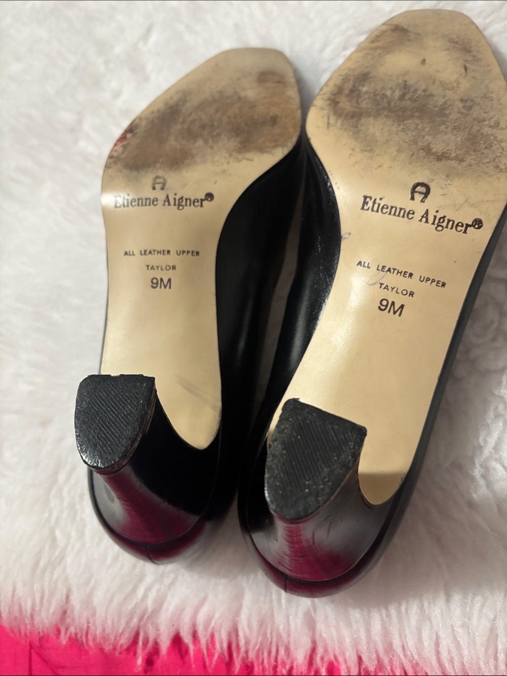 Etienne Aigner Black Leather Pointed-Toe Pumps - Picture 6 of 7